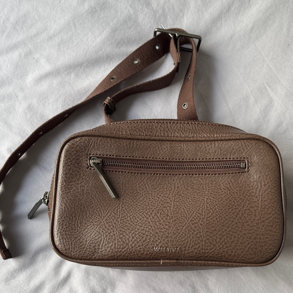 Matt & Nat Taupe/Brown Vegan Leather Belt Bag